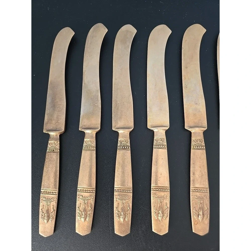 VTG James Quality Jewelers Bangkok Thailand Nickel‎ Bronze Flatware 20pc Set